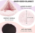 Himax 26in Covered Medium Dog Bed with Blanket Attached Calming Burrow Pink | Anti-Anxiety Donut dog bed with cover, Washable Round Fluffy Pet& Cat Beds