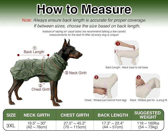 Skmeditec Dog Raincoat with Hood, Waterproof Puppy Rain Coat, Windproof Breathable Jacket with Mesh Lining, Outdoor Hiking Shell Coat for Extra Large Sized Dogs (Green, 3XL)