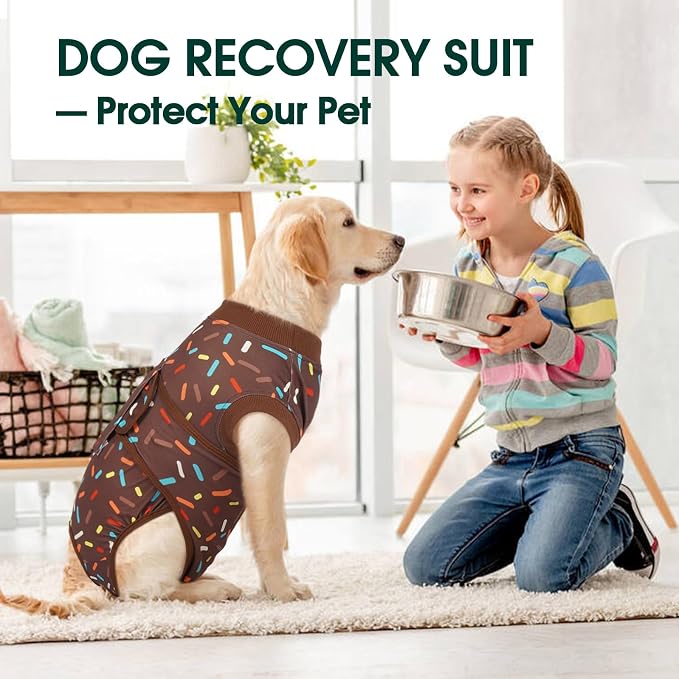 Kuoser Dog Recovery Suit for Post-Surgery Care, Spay Neuter Bodysuit for Female & Male Dogs, Anti-Licking Surgical Onesie, Snug Fit for Abdominal Wound Protection & Skin Healing, Brown XL