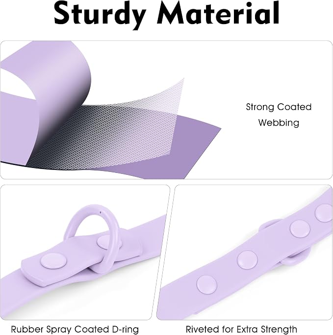 Wisedog Waterproof Dog Leash, Lilac, 6 ft × 3/4 in | Adjustable, 2 Metal Swivel Hooks, Easy to Clean, For Small, Medium, Large breed Dogs