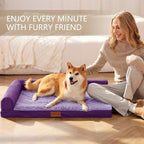 Patas Lague Orthopedic Large Dog Bed Pet Sofa Beds 36''X24'' Purple | L Bolster Egg-Crate Foam Dog Couch For Large Sized Dogs, Waterproof Removable Washable Cover, Pet Mat with Nonskid Bottom