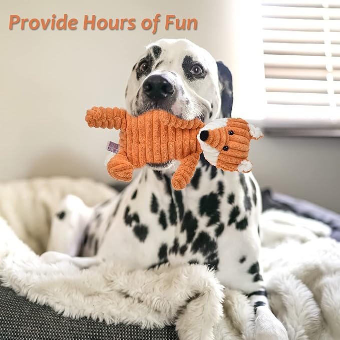 LECHONG 5Pack Dog Squeaky Plush Toys Puppy Toys Assortment Value Bundle Bulk Large Dog Teething Pet Chew Toys