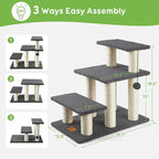 Pawque Dog Stairs & Cat Scratching Post Pet Steps for High Beds Couch | High-Strength Boards Holds up to 150 lbs for Indoor Small Cats Kittens Dogs Climbing Playing, 3 Combination Options, 3 Steps