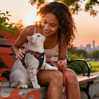 rabbitgoo Cat Harness and Leash Set, Escape Proof Vest, Black & Red | Soft Breathable Mesh, Easy Adjustable Fit, Snap Buckles, Sturdy Clip, Reflective Strips, for Small & Average Cats Walks, Xs