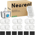 Neareal Cat Water Fountain Replacement Filters and Pre-Filter Sponges | Includes 6 Filters and 6 Sponges for 74oz/2.2L Stainless Steel Pet Fountain