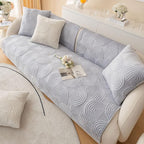 Soft Plush Geometric Quilted Couch Sofa Cover Boho Non Slip Fuzzy Sectional Couch Cover Solid Color Washable Sofa Slipcover Furniture Protector for Kids Dogs Cats (Gray,28"x28")