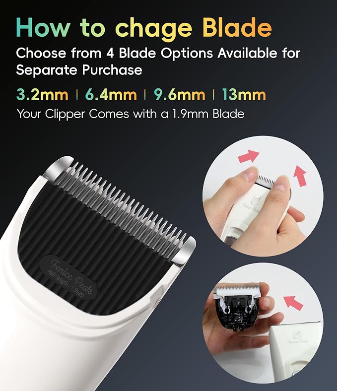 Dog Grooming Clippers for Thick Heavy Coats 3 Speeds Low Noise Pet Grooming Kit Cat Eletric Clipper with 10FC Ceramic & Stainless Steel Blade