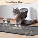 Garoopion Silicone Cat Litter Mat 34×22 inch, Easy to Clean, Black | Waterproof Silicone Mat with Raised Edges, Catch Litter, Protect Floor from Urine, Multi-Use for Dog/Sink/Kitchen/Boots