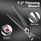 GLADOG 7 Inch Professional Dog Grooming Scissors Kit, Titanium Dog Scissors for Grooming, Heavy-Duty Dog Shears for Grooming, 6-in-1 Pet Grooming Scissors for Dogs (Pro Black)