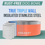 Coldest Dog Bowl - Anti Rust Metal, Non Slip, 3 Layers Insulated Stainless Steel Dog Bowls - Spill Proof & Heavy Duty - Water Bowl for Dogs, Cats & Pets, Dish Washer Safe (100 oz, Candy Red Glitter)