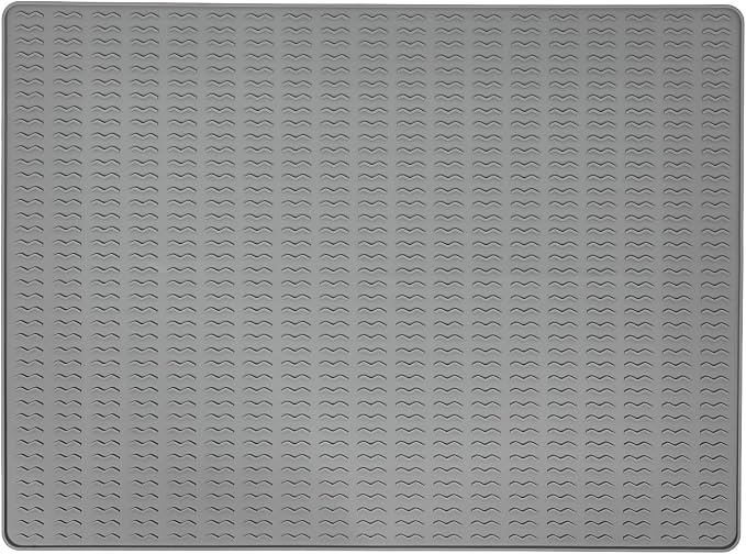 Cat Litter Mat, 47x35in Extra Large Litter Trapping Mat, Grey | XXL Cat Mat Fits 2-4 Litter Boxes, Silicone Litter Trapping Mat, Waterproof Raised Edges, Non-Slip Bottom, Easy Clean