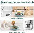 Ceramic Slow Feeder Dog Bowls,1.5 Cups Dog Food Dish for Medium Large Breed | Food Bowl for Fast Eater, 28OZ, 8.15 inch (Light Green)
