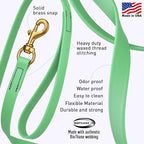 Viper Biothane K9 Working Dog Leash Waterproof Lead for Tracking Training Schutzhund Odor-Proof Long Line with Solid Brass Snap for Puppy Medium and Large Dogs, 15ft Sea Foam Green
