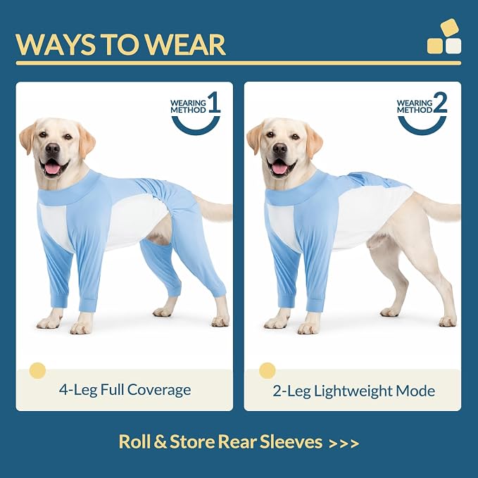 ROZKITCH Dog Cooling Vest, UV Protection Dog Shirt 2 in 1 Full Body Suit Summer Cooling Coat Soft Pajamas Sunblock T-Shirts Sun Protection Clothing, Full Coverage for Wounds(Yellow, 3XL) Blue 3XL