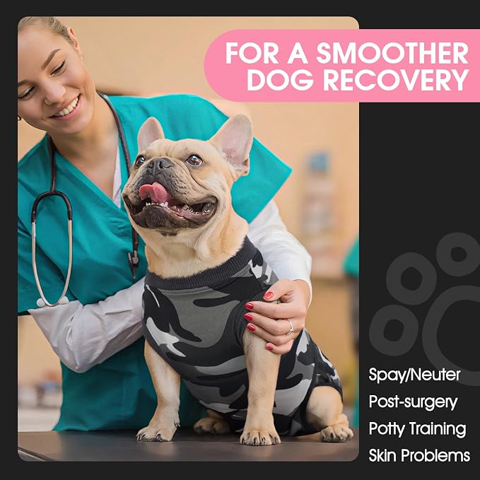 FUAMEY Dog Surgery Recovery Suit, Soft Breathable Neuter Suit for Male Dogs | Post Neuter Surgery Suit, Alternative to Cone of Shame, Wound Care for Dogs, Anti-lick Dog Recovery Suit Camouflage XL