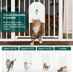 Babelio 36" Tall Baby Gate with Adjustable Cat Door, CatPrivilege I, 29-43" | Auto Close, Safety Gate for Stairs, Easy Walk Thru with Pet Door, Includes 4 Wall Cups and 3 Extension Pieces, White