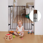 Babelio 34" Extra Tall No Bottom Bar Baby Gate, 26-43", Black Wood Pattern | Easy Install| One-handed Opening| Auto-close| Drill Needed Indoor Safety Dog/Pet Gate for Stairs, Hallways & Doorways