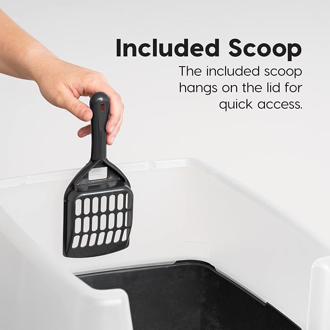 IRIS USA Large High Sided Cat Litter Box, Scatter Shield | High Kickers, Kick-Proof Sides, Extra Deep Pan, Raised Edge Protection, Keeps Floor Clean, Easy Daily Scoop