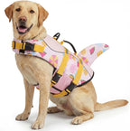 ASENKU Dog Life Jacket - Pet Safety Vest for Swimming & Boating, Shark Life Jacket with Floatation, Dog Lifesavers Swimsuits for Small Medium Large Dogs (Summerpink, L)