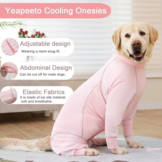 Dog Sun Protection Cooling Suit UPF 50+, Quick-Dry Breathable Jumpsuit for Large & Medium Dogs, Outdoor Dirt-Resistant Shedding Control Pet Apparel (Blush Pink, 6X-Large)