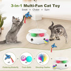 Cat Toys for Indoor Cats, 3-in-1 Interactive Cat Toy Automatic Kitten Toys with Fluttering Butterfly, Ambush Feather and Track Balls, Smart Sensor Wake-Up,USB Powered, Exercise & Boredom Relief