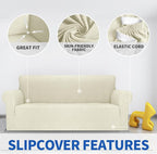 MAXIJIN Stretch Oversized Couch Covers for 3 Cushion Couch (91"-110"), 1-Piece Large Sofa Cover Slipcover Furniture Protector for Kids,Dogs (Extra Large, Diamond Pattern Beige)