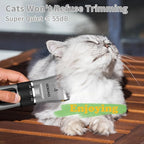 Quiet Cat Clippers & Cat Grooming Kit for Matted & Long Hair | 250Min Cordless Pet Shaver, Low Noise Pet Hair Trimmer for Grooming,2in1 Wide & Narrow Blades,4 Combs,Scissors & Glove(Gray)