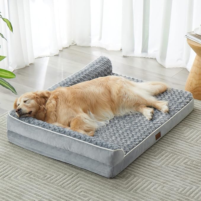 BFPETHOME Orthopedic Dog Beds for Extra Large Dogs, Waterproof Sofa XXL Dog Bed with Sides, Non-Slip Bottom and Egg-Crate Foam Big Pet Couch Bed with Washable Removable Cover,Pet Bed for Large Dogs