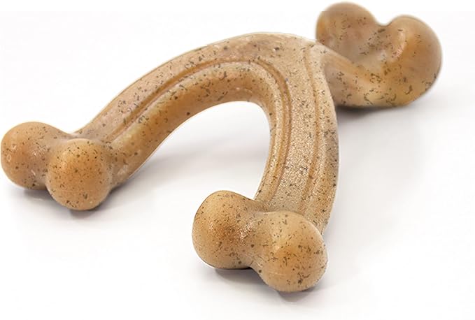Nylabone Strong Chew Gourmet Style Wishbone Dog Chew Toy, Chicken Flavor | Small breeds, durable chew toys, long lasting, easy-hold shape, helps clean teeth, for dogs up to 25 lbs