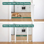 Babelio 31.5-55" No Bottom Bar Baby Gate Extra Wide, 2-in-1 Auto Close Dog Gate for The House, Stairs and Doorways, with Large Walk Thru Door, White | Easy Install| One-handed Opening| Auto-close| Drill Needed Indoor Safety Dog/Pet Gate for Stairs, Hal...