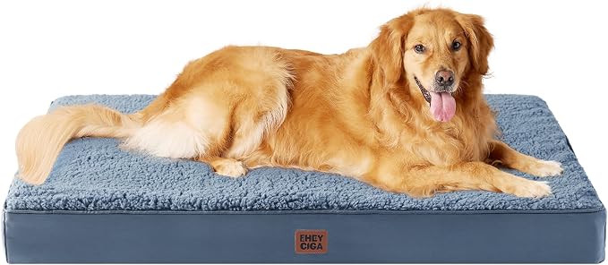 EHEYCIGA Orthopedic Dog Bed Extra Large with Removable Washable Cover,47x29 | Egg Crate Foam Support,Durable Oxford fabric,Non-Slip Bottom,Machine Washable,Soft Waterproof Plush Pet Bed Mat For Crate