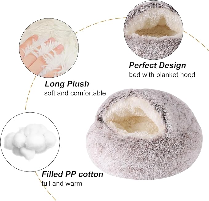Dog Beds for Small Dogs, Cat Bed Cave, Washable Cute Cat Bed, Cozy Nook Pet Bed for Dogs or Cats, Anti-Slip Puppy Bed Fits up to 12 lbs Pets(Coffee, 20" x 20")