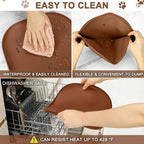 SMILOOL Small Silicone Pet Food Mat with Raised Edge for Food and Water Bowl, Square Dog Feeding Mats, Cat Food Trays for Floor Waterproof, Rubber Tray for Dogs and Cats, 12 x 12 x 0.7 Brown