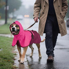 BRKURLEG Dog Raincoat, Waterproof Rain Jacket with Hood, Rose Red, XL | Adjustable Windproof Rainproof Jacket with Leash Hole, Reflective Breathable Rain Coat Poncho, for Small to Large Dogs