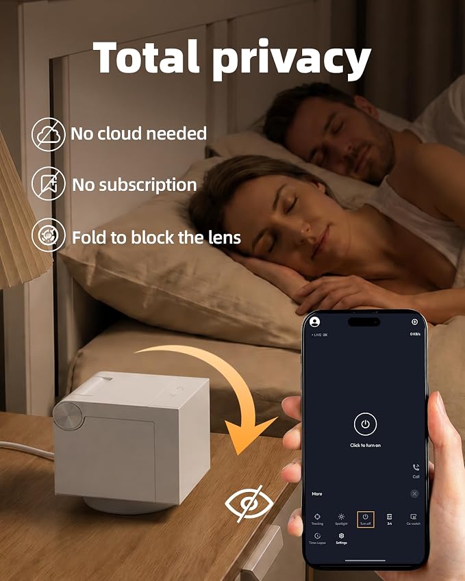 Genie S 2.5K Security Camera Indoor for Pet/Dog/Cat, Built-in 32GB Storage, No Subscription Local Storage, 2-Way Audio, Privacy Mode, AI Tracking, Pan&Tilt, Alexa & Google Assistant Compatible