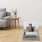 2 PCS Stainless Steel Cat Litter Box, Extra Large Metal Litter Box with Plastic Shields, Kitty Basic Litter Pan 23.6''*15.8'' with Metal Litter Scoopers, Litter Mat