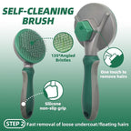 Pet Grooming Kit - 7 PCS Green Deshedding Brush Set with Undercoat Rake, Slicker Brush, Bath Brush & Nail Clipper for Short & Long-Haired Dogs and Cats
