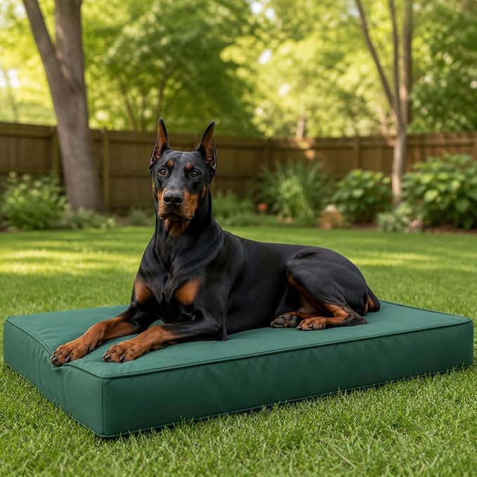 WNPETHOME Outdoor Dog Bed Waterproof, Large Outdoor Dog Bed for Large Sized Dog, Outdoor Indoor Dog Bed with Removable Washable Cover, Egg Crate Foam Dog Crate Mat, Durable Waterproof Dog Bed, Green