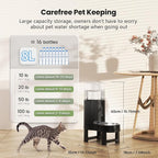 CZPET Elevated Dog Water Bowl Dispenser for Large Dogs (8L+Stand, Black) | With Stainless Steel Bowl Gravity Waterer, Large Capacity and Drinking Area Noise-Free for Pets