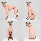 D Doggy Star Italian Greyhound Coat Stretchable Artificial Leather Fleece Lining Clothes Whippet for Dog (2XL,Leather Pink)