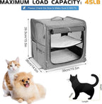 Extra Large Cat Carrier for Cat with Zipper Locks, Soft Pet Travel Carrier for Cats and Small Dogs Up to 45 Lbs