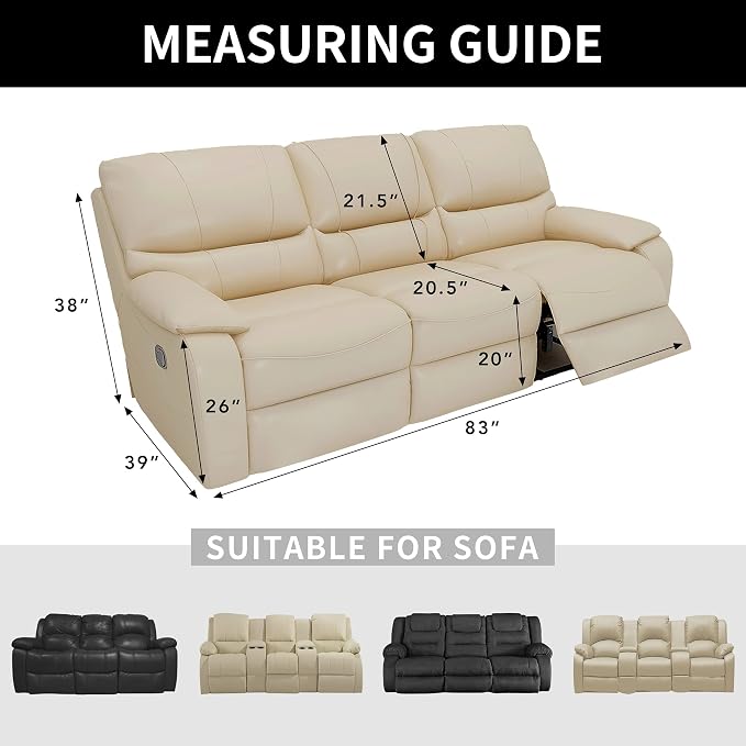 Easy-Going 100% Dual Waterproof Recliner Sofa Cover, 8-Pieces Stretch Relining Couch Cover with Pocket, Jacquard 3 Seat Sofa Slipcover Leakproof Washable (Sofa, Peacock Blue)