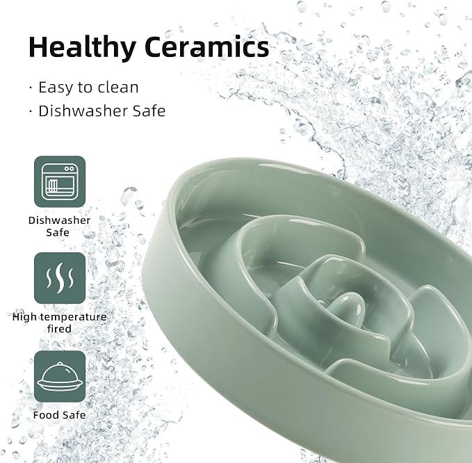 Havniva Slow Feeder Dog Bowls, Ceramic Dog Bowl Slow Feeder for Fast Eater | 3.2 Cups Puzzle Dog Food Bowl, Slow Feeding Bowls for Large Dogs, Non-Slip Rubber Base, Anti-Choking