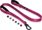 Twoear 6FT 1IN Heavy Duty Dog Leash for Large Dogs with 2 Padded Handles | Traffic Handle Extra Control, Auto Lock Hook, Strong Reflective Walking Leash for Night Safety, Medium and Large Breeds,Rose
