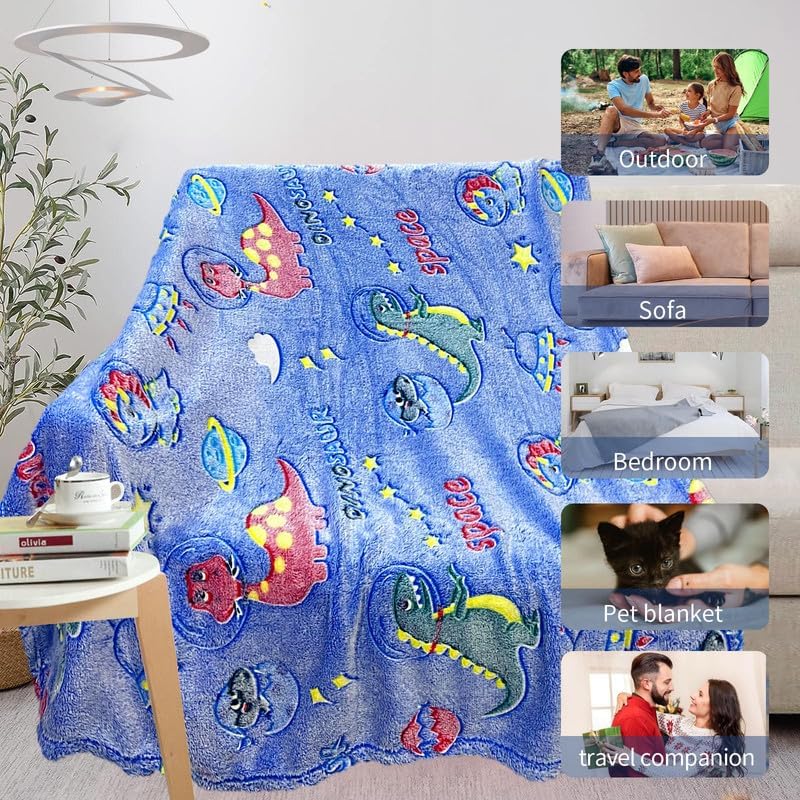 COMFAR Dinosaur Blanket for Boys, Dinosaur Glow in The Dark Blanket for Kids/Baby, Toddler Blanket for Boys, Soft Fleece Blankets and Throw,Birthday 40"x 50" - Image 7