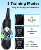 2-in-1 Dog Shock Collar and Bark Collar for Dogs – 3300FT Dog Training Collar with Remote, IP67 Waterproof e Collar with Anti-Bark/Beep/Vibration/Shock Modes for Small Medium Large Dog(8-120Lbs)
