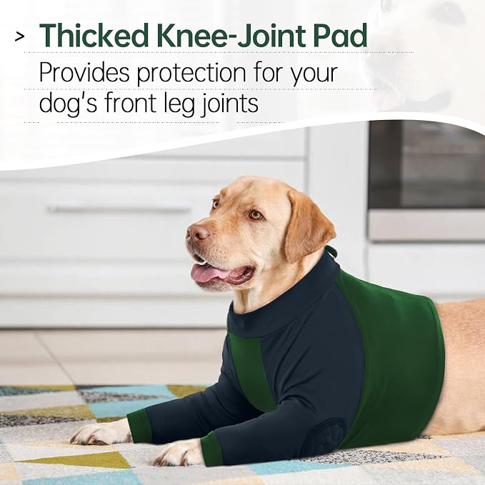 Lelepet Dog Recovery Sleeve for Wounds Front Legs, Stop Licking Dog Shirt | Elbow Protector for Leg Injuries Shoulder Wounds After Surgery Male Female,Zippered Long-Sleeved Shirt Cone Alternative S-3XL