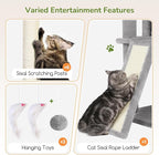Globlazer Extra Large Cat Tree, 78 inch Sturdy Tall Cat Tree Tower for Indoor Multiple Large Adult Cats Kittens with 6 Scratching Posts, Enlarged Top Perch, 2 Padded Condos, S78G, Light Grey