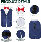 Kuoser Dog Tuxedo, Dog Suit and Bandana Set, Dogs Costume with D-Ring | Formal Dog Outfit with Detachable Bowtie Collar for Wedding, Birthday, Party, Christmas, Halloween, Blue L