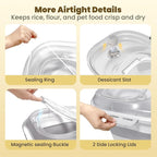 HOYTAMDAR 50Lbs Collapsible Rice Container,Airtight Food Storage container | Rice Storage Container with Clear Lid,Wheel,Date Tracker,2pcs Bins&Measuring Scoop,Rice Dispenser for Pet Food Rice Flour